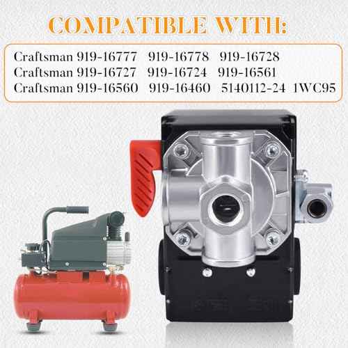 Air Compressor Pressure Switch Fits for Craftsman 145-175 PSI Replace 5140112-24 1WC95 919-16777