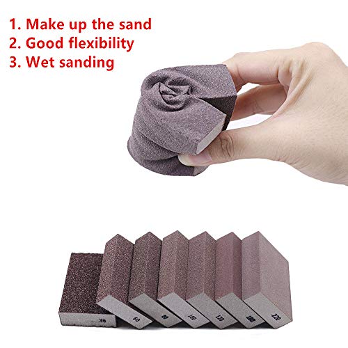 150# Grit Sponge Emery Cloth Sandpaper Blocks Buffing Diamond Polishing Pads Hand Sanding Tool 6pcs