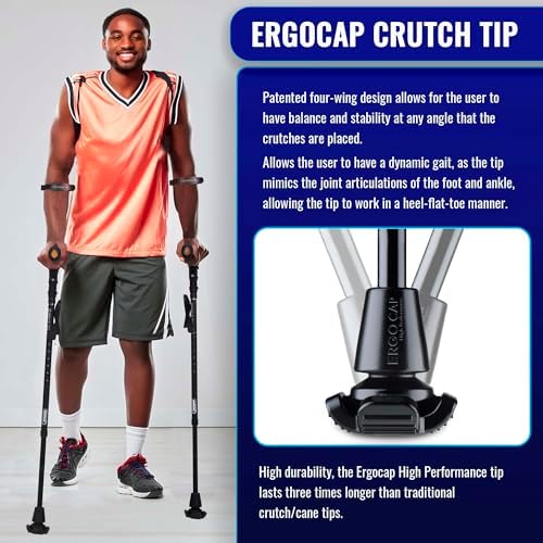 Ergobaum 7G by Ergoactives. 1 Pair (2 Units) of Ergonomic Forearm Crutches - Adult 5' - 6'6'' Adjustable, Foldable, Ergonomic, Shock Absorber, Non-Slip, Knee-Rest Platforms, LED Lights (Blue)