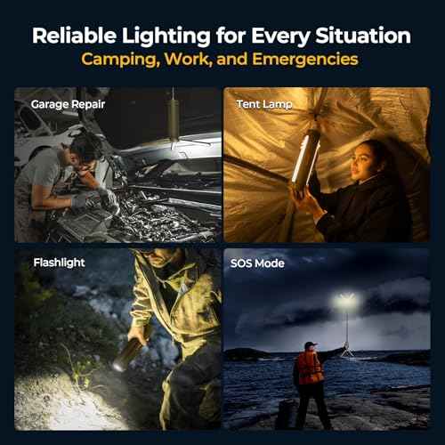 BougeRV Upgraded Telescopic Camping Light, 15600mAh Rotatable Electric Lantern, Collapsible Outdoor Light, Cordless Flashlight, Waterproof, Tent Lamp for Camping, Emergency, Hiking, Outdoor