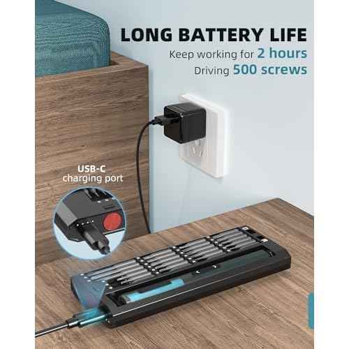 Mini Electric Screwdriver with Display, Precision Electric Screwdriver with 5 Torque Settings, 48pcs S2 Magnetic Bits, LED Light,Electric Screwdriver Cordless for Electronics Phone Camera Laptop Watch