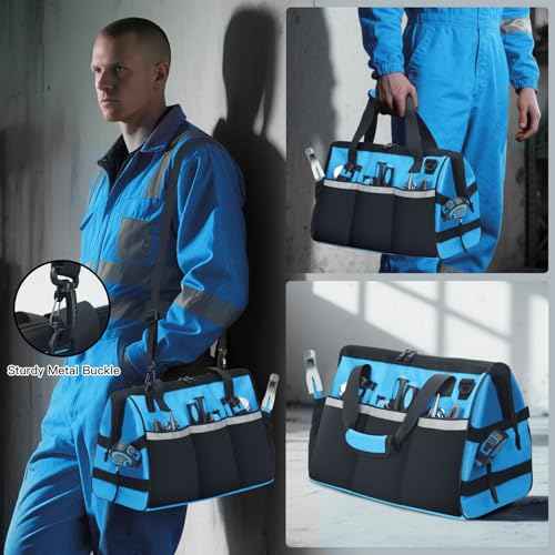 Tool Bag -15 inch Wide Mouth Men's Tool Bag - Used for tool storage, handling, and organization, for home DIY and equipment storage