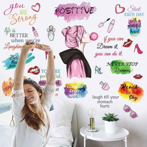 Vinyl Wall Quotes Stickers - Inspirational Peel & Stick Motivational Wall Decals for Girl Bedroom & Living Room