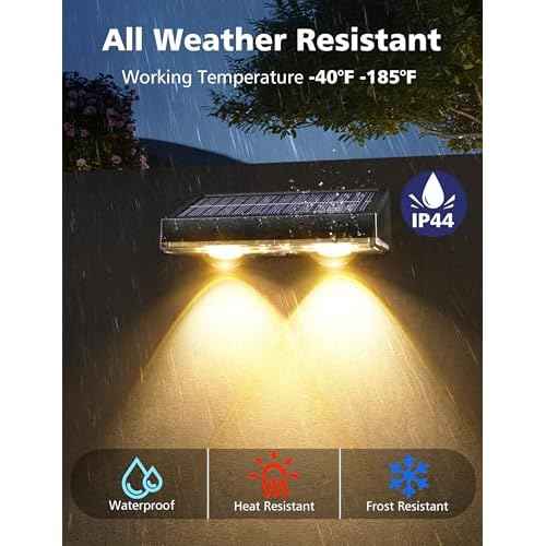 APONUO Solar Fence Lights Outdoor Waterproof, Fence Lights Solar Powered, Warm White Solar Light for Fences, Backyard, Patio, Wall, Deck, Yard (12 Pack, Black)