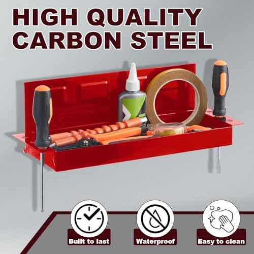 Tandefio 2 Pcs 12" Magnetic Tool Box Tray with Screwdriver Holder Magnetic Can Holder Spray Can Organizer Magnetic Tool Shelf for Hand Tools Store Shop Workshop Garage, Holds 6 Screwdrivers
