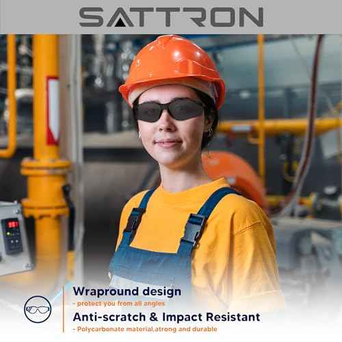 Tinted Safety Glasses Bulk 48 Pack, Dark Smoke Lenses UV Protective Safety Sunglasses for Men Women, ANSI Z87.1 Scratch & Impact Resistant Eye Protection for Construction, Shooting, Lab