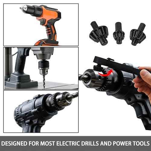 2-in-1 Ratchet Drill Chuck Key Wrench,Drill Chuck Ratchet Wrench w/ 3 Socket Sizes &1 Pair Glove,Universal Chucks Key Replacement Tool for Drills,Compatible with Most Electric Drills and Power Tools