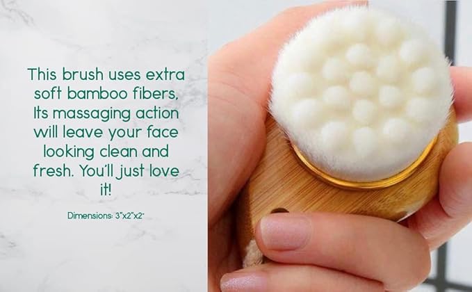 BeNat. Facial Bamboo Wood Handle Cleansing Brush. Extra-Soft Fiber Facial Brush. White.