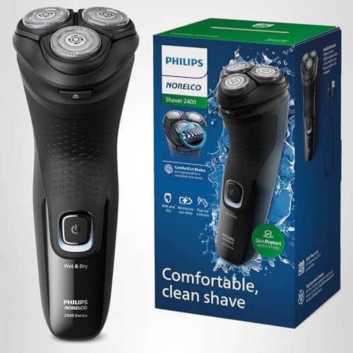 Philips Norelco Shaver 2400 Series, Wet and Dry Electric Shaver, Pop-up Trimmer, P-Cap, Deep Black, Model X3001/90