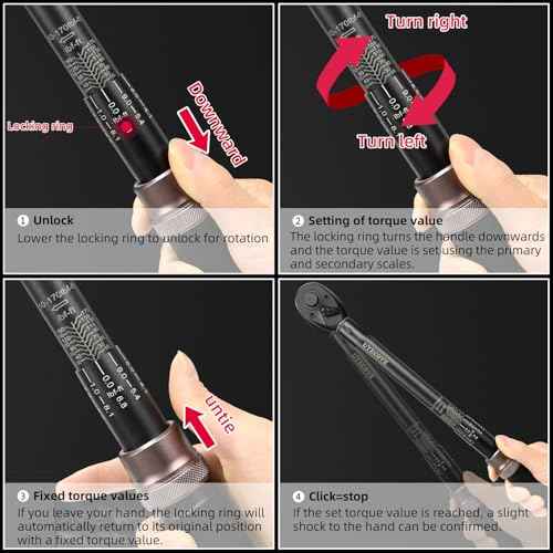 14Pcs 1/2-Inch Drive Click Torque Wrench Set 10-170 ft.lb/13.6-230.5 Nm, Dual-Direction Adjustable 72-Tooth Torque Wrench for Moto and Car Maintenance