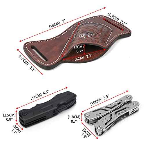 Tourbn Tourbon Leather Knife Sheath for Belt Pocket Folding Knife Holder Compact Draw Knifes Carrier EDC Tools Holster