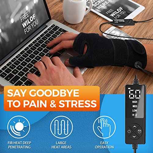 sticro Wrist Thumb Brace Heating Pad for Arthritis and Carpal Tunnel Relief, Hand Heating Pad for Sprains Trigger Thumb, Tendonitis Pain Relief - Left Right Hand (S/M)