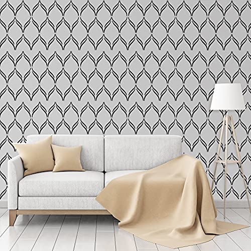 Outus 8 Pieces 12 x 12 Inch Wall Stencils for Painting on Wall Wood Floor Tile Reusable Furniture Stencils Drawing Template Geometric Modern Herringbone Pattern Stencil Home Decor(Delicate Style)
