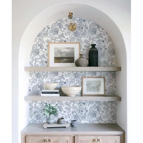 Navy Blue Floral Peel and Stick Wallpaper Boho 118inL 17.3inW Modern Contact Paper for Cabinets and Drawers Self Adhesive Removable Wallpaper for Bedroom Bathroom Waterproof Blue Contact Paper