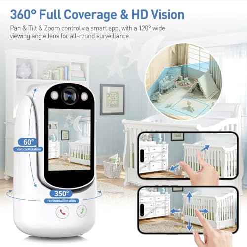Video Call Security Camera Indoor, Nanny Camera Baby Camera Pet Camera,2-Way Video Call,2-Way Audio, 360¡ÆPan/Tilt WiFi Camera for Home Security, Motion Tracking, 1080P 2.8 inch HD Screen,Night Vision