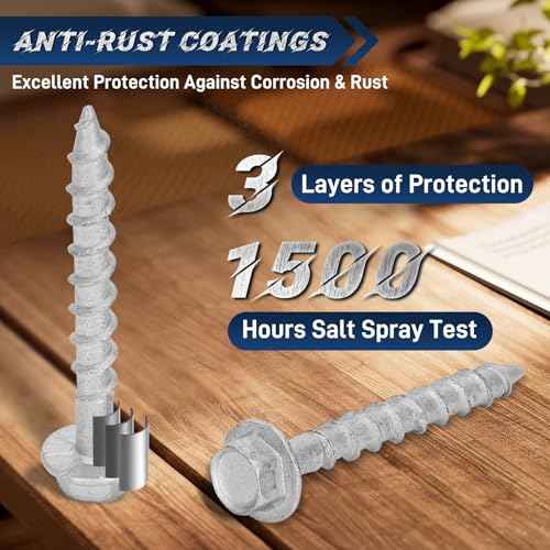 Upgrade #9 x 1-1/2" Joist Hanger Screws-500 Qty,9112R500 Joist Hanger Connector Screws,1/4" Hex Socket Wood Screw,0.370"-Dia Deck Screw, Replace 10D Nails,Prem-Galvanized 1500 Hours Salt Spray Test
