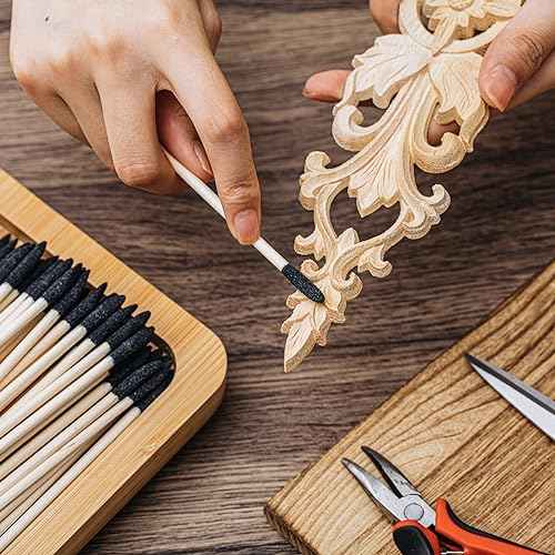 30 Pcs Sanding Sticks Double End Matchsticks Sanding Twigs Fine Detailing Polishing Sticks for Plastic Models Wood Hobby, 120/280 Grit, 5.4 x 0.3 Inch