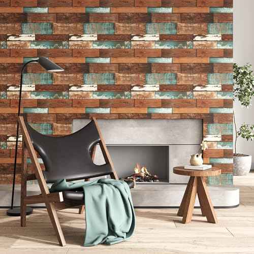 VEELIKE Aged Weathered Shiplap Peel and Stick Wallpaper Blue Wood Contact Paper for Cabinets Countertops Walls Waterproof Self Adhesive Rustic Wood Wallpaper for Farmhouse Kitchen Bedroom 17.7''x118''