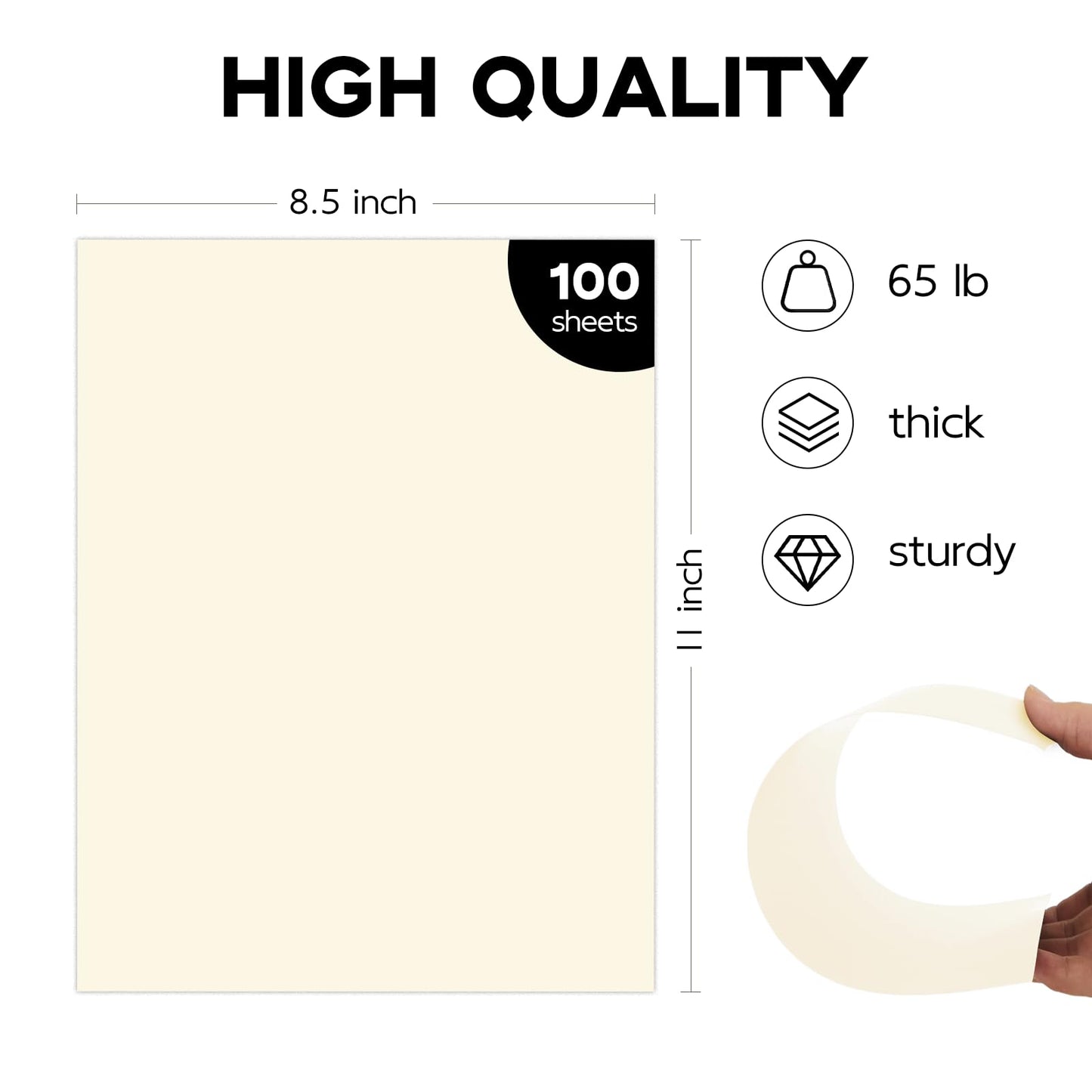 100 Sheets Cream Cardstock 8.5 x 11 Off White Card Stock,Goefun 65lb Ivory Paper Printer Paper for Cards Making, Office Printing, Wedding