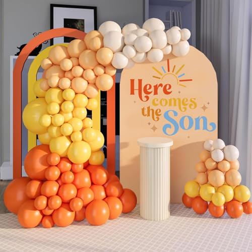 Here Comes The Son Sign Decal for Balloon Arch Backdrop, Large Adhesive Sign Decal Letters Wall Sticker for Boho Sun Themed Party Photo Props Background