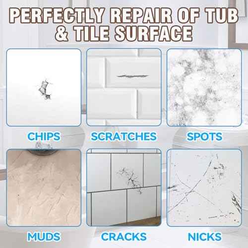 Tub and Tile Touch Up Paint, High-Gloss White Paint, Quick-Dry Repair Solution for Scratches and Chips on Bathtubs, Tiles, Sinks, Toilets, Porcelain, Enamel, Acrylic, and Cast Iron Surfaces