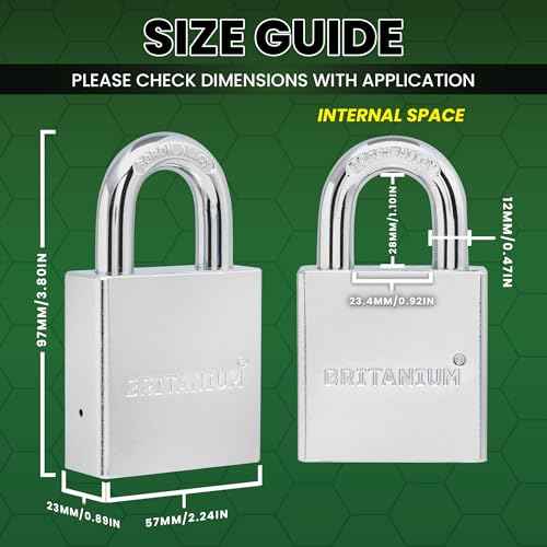Britanium¢ç SFL60 Professional Grade Padlock - Chrome Plated Steel with Boron Alloy Shackle, 5 Tumbler Keys, Weather-Resistant Design for Storage & Commercial Security