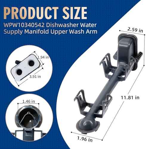 WPW10340542 Dishwasher Center Wash Arm Manifold Support Compatible with Whirlpool KitchenAid Kenmore WDT780SAEM0 WDT710PAYH3 WDT910SAYH3, W10340542 Replace W10380275 AP6019913 2311037 PS11753224