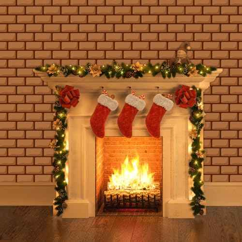 Chuangdi 4.5 x 9 Feet Brick Stone Wall Backdrop Stone Wall Scene Setter Wallpaper Curtains Door Removable Tablecloth Photo for Winter Halloween (Brown)
