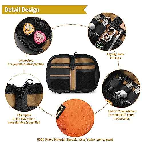 VIPERADE VE20 EDC Pouch Small Pocket Organizer with 8 Compartments, Pocket Tools Pouch with Patches Display Panel, Mini Organizer Bag for Men