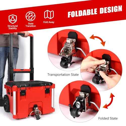 Upgraded Packout Caster Wheel Kit, Steel Construction Front Wheel with Brake for Milwaukee Packout Rolling Toolbox, 200 Lbs Capacity