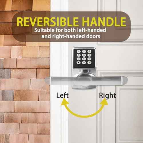 Keyless Entry Door Lock with Keypad,Keypad Door Lock with Handle,Smart Door Locks for Front Door with/Card/Passcode/Key,Digital Door Knob with Handle,Silver.
