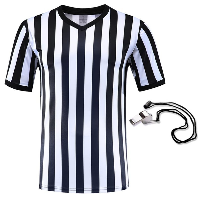 Shinestone Referee Shirt, Referee Costume Shirt for Womens and Mens, V Neck Referee Umpire Shirt Jersey for Football, Soccer and Sports for Christmas (X-Large)