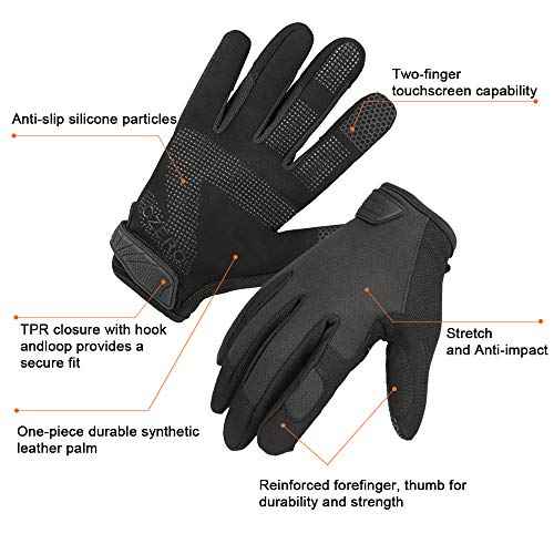 OZERO Men's Utility Work Gloves: Touch Screen Mechanic Working Gloves - Breathable Flexible Grip Heavy Duty, Black, S/M/L/XL