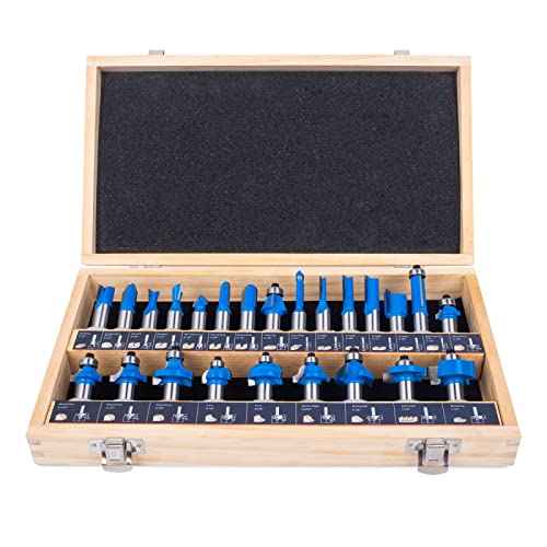 KOWOOD Router Bits Sets of 24A Pieces 1/2 Inch Shank Router Bit Set T Shape - for Commercial Users and Beginners¡¦