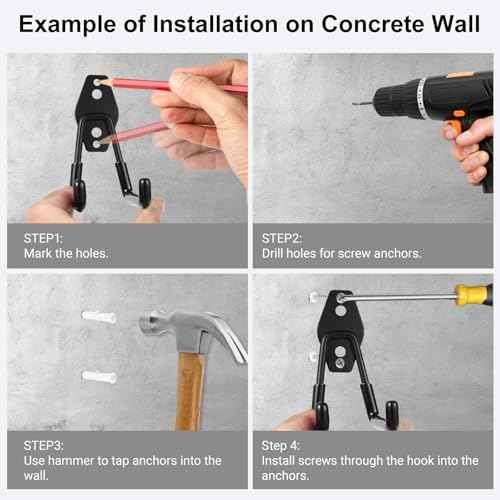 Garage Hook Heavy Duty Wall Storage Hangers, 32 Pack Garage Storage Hooks Steel Tool Black for Ladders, Ropes, Garden Tools