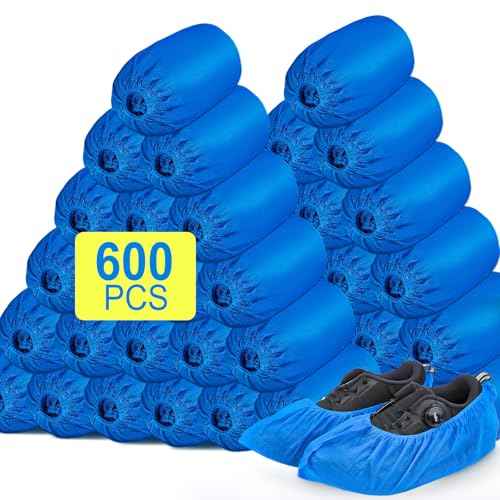 600 Pack(300 Pairs) Shoe Covers Disposable, Non-woven Fabric Shoes Covers for Indoor, Blue Durable & Reusable Disposable Boot & Shoe Covers, Larger Size Fits Various Shoes