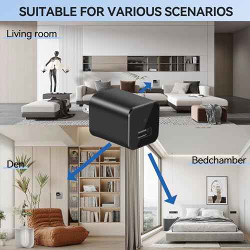 Charger Camera - 1080P Small Camera with Motion Detection - Nanny Cam for Home Indoor Security - 64GB Micro SD Card Included-No WiFi