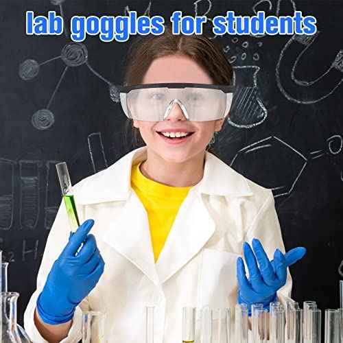 48 Pairs Safety Glasses over Glasses Lab Goggles Protective Eyewear Goggles Anti Fog for Science Classes Women Men(Blue, Black)