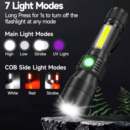 Black Light UV Flashlight, 3-in-1 Magnetic Rechargeable Flashlight, High Lumens Zoomable Beam LED Flash Light, 7 Modes Waterproof Tactical Flashlight for Emergencies, Camping, Pet Urine Detection