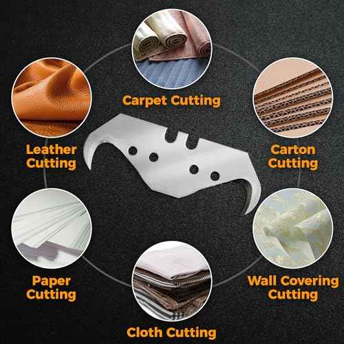100PCS Utility Hook Blades, SK5 Carbon Steel Super Big Hook Trimming Blades, Safety Horn Knife Blade for Wallpaper, Cutting Carpets, Roofing, Industry Materials