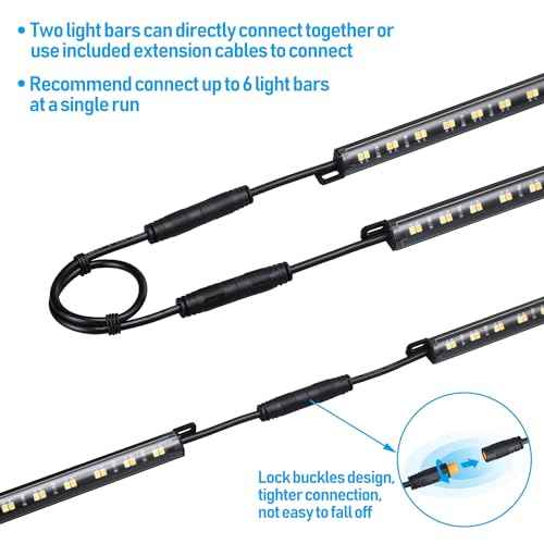 TORCHSTAR LED Safe Lighting Kit 3CCT, (6) 12 Inch Linkable Light Bars, Motion Sensor, 3000K/4000K/5000K Selectable, 900LM Safe Light Kit for Gun Safe Under Cabinet Locker Closet, UL Power Adapter