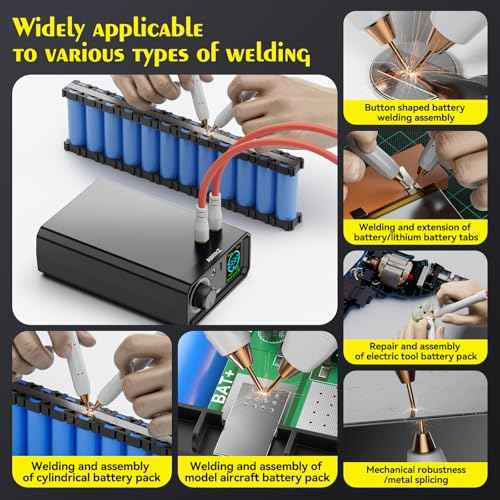 9000W Battery Spot Welder, Rotary Knob Operation 100 Gears Adjustable Foot Pedal Operated, 0.1-0.3mm Spot Welder with Dual Pulse Output, Portable Spot Welder for Making DIY Battery Packs (UK1)