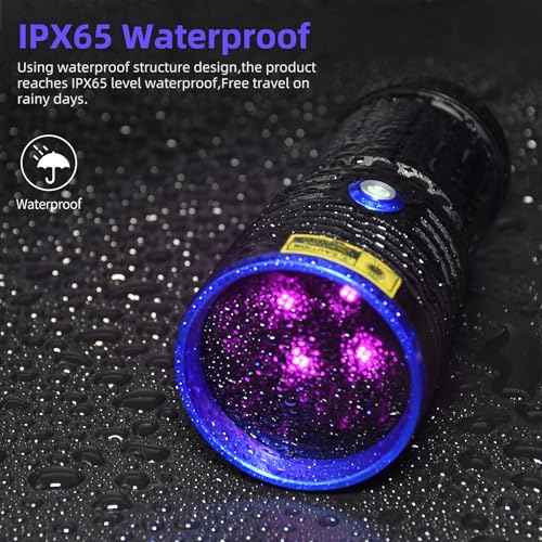 DARKBEAM UV Flashlight 365nm Blacklight LED Ultraviolet Black Light, Rechargeable USB -C Powerful 50W Woods lamp - Dog Urine Detector, Rock Hounding, Resin Curing