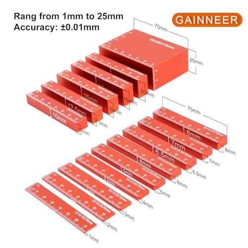 15pcs Metric Setup Blocks-Aluminum Precision Height Gauge Set for Router and Table Saw Woodworking Set Up Accessories,Orange