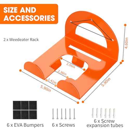 Weed Eater Hanger, Garage Organizer Trimmer Rack Wall Mount, Garden Power Tool Holder Garage Hooks for Grass Trimmer, Hedge Trimmer, Leaf Blower and Chainsaw Storage, 2 Pack