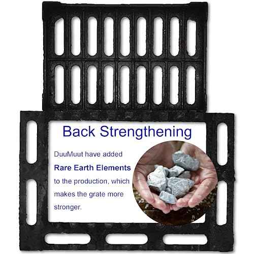 Cast Iron Drain Grate and Frame, 12x8 Outdoor Drain Cover, B Class Sewer Grate with Base, Durable Heavy Duty Channel Grate, Black Rectangle Drainage Grate for Driveway, Concrete, Yard