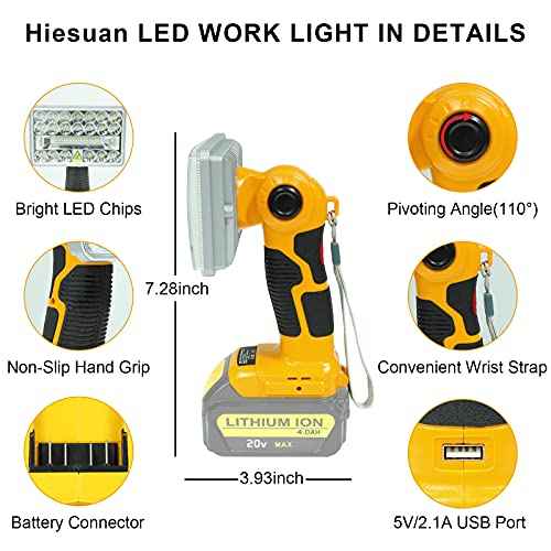 Flashlight for Dewalt 20V Battery, 20v Work Light, 18W 2000LM Portable Floodlights and Spotlight with USB Charging Port for Repairing, Garage, Camping, Jobsite