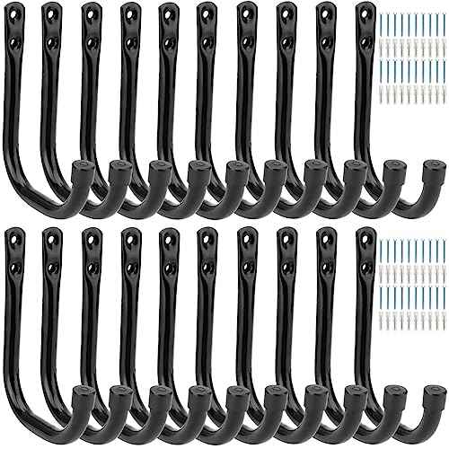 20 Pcs Heavy Duty Garage Storage Utility Hooks, 4.1Inch J Hangers Wall Hooks for Hanging Bikes, Ladders, Cord, Hose, Garden Tools