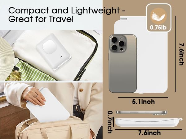 10X/1X Magnification Lighted Makeup Mirror with Lights, Rechargeable Magnifying Mirror with 80LED&2000mAh Battery, Portable Travel Vanity Mirror with 3 Colors Dimmable Lighting, Travel Essentials