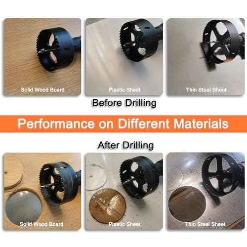 4 Inch Hole Saw with Arbor for Wood Metal Plastic, 4 in Bimetal Hole Cutter, Fast Chip Removal, Smooth Flat Drilling Edge, Lightweight & Portable (Black)
